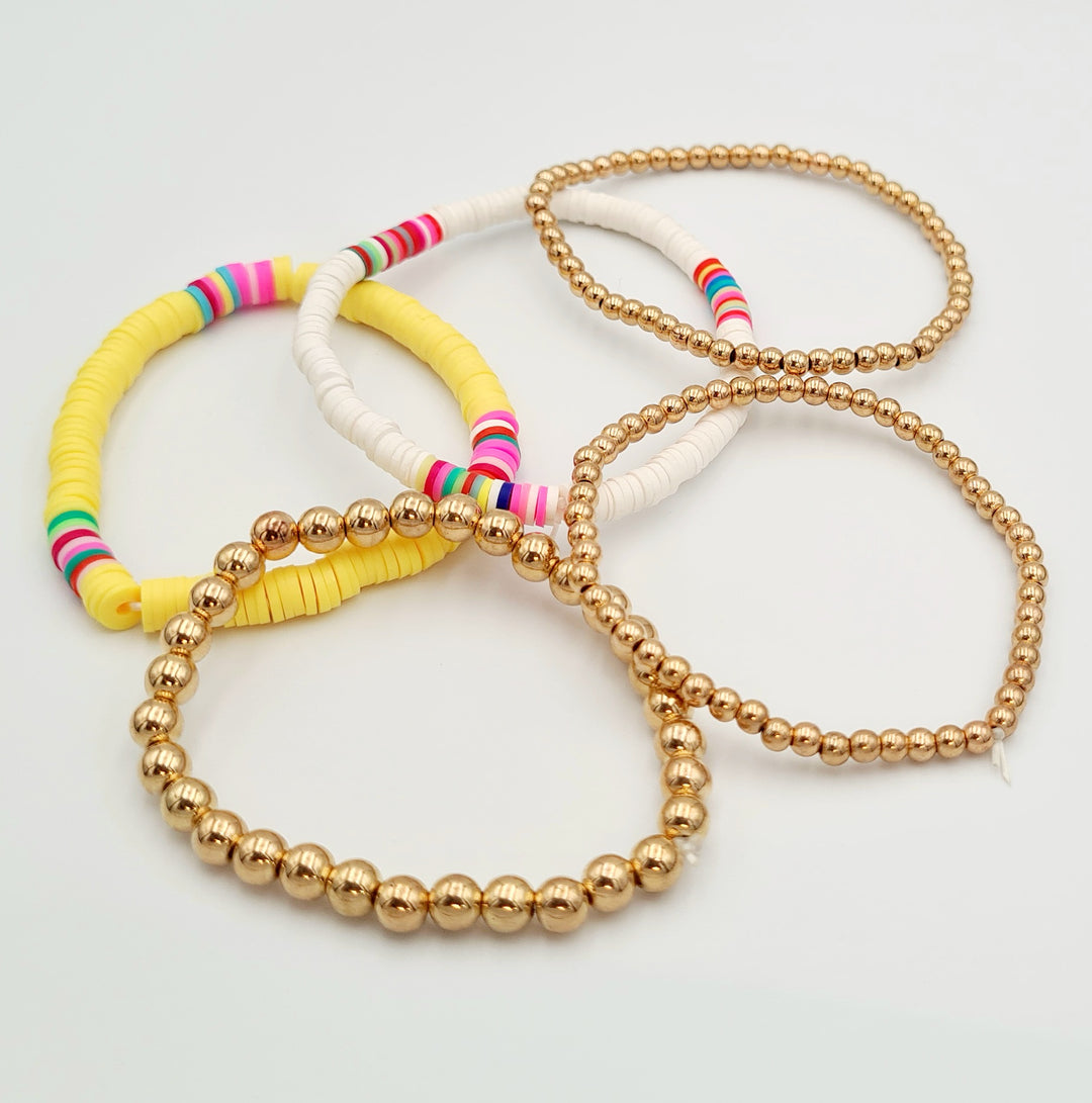 Gold Round Ball 5-Pack Bracelet