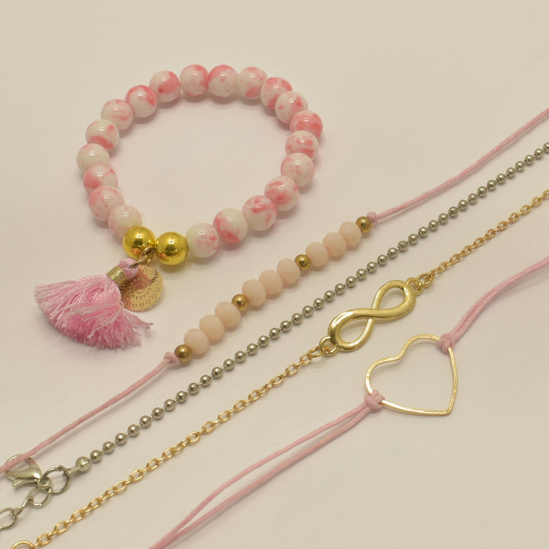 Kids Pink Heart 5-Pack Bracelets