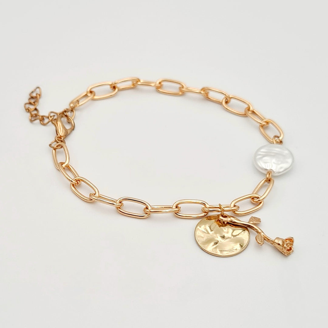 Gold Paperclip Rose Bracelet
