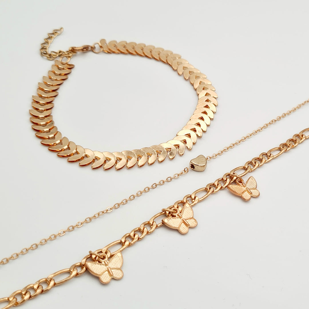 Gold Figaro Butterfly Heart Bracelet