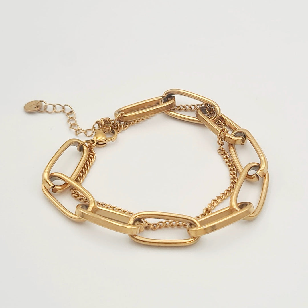 Gold Thick Link Layered Bracelet