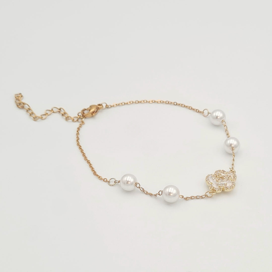 Gold Pearl Flower Bracelet