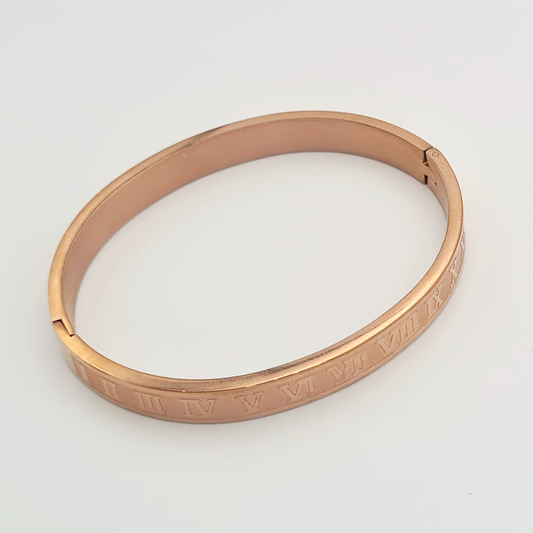 Rose Gold Roman Numeral Bangle