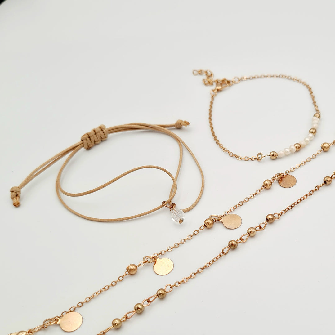 Gold Pearl Detailed 4-Pack Bracelets