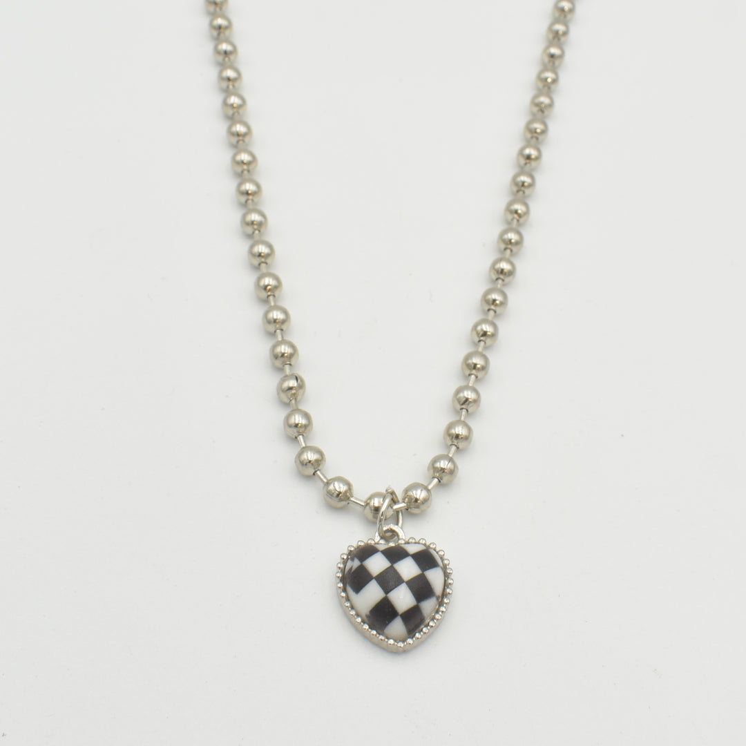 Silver Heart Bead Necklace
