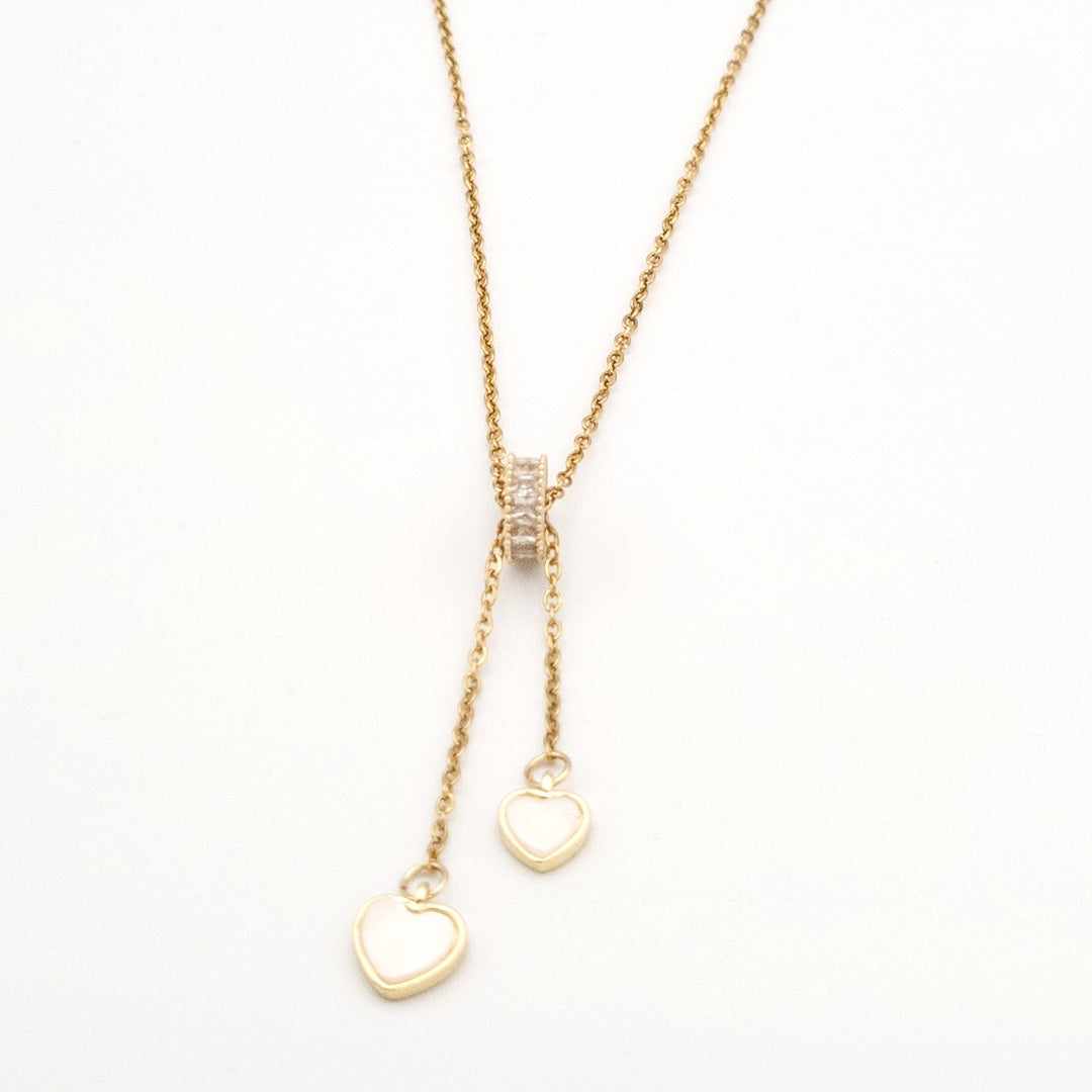 Gold Roller Heart Diamante Necklace