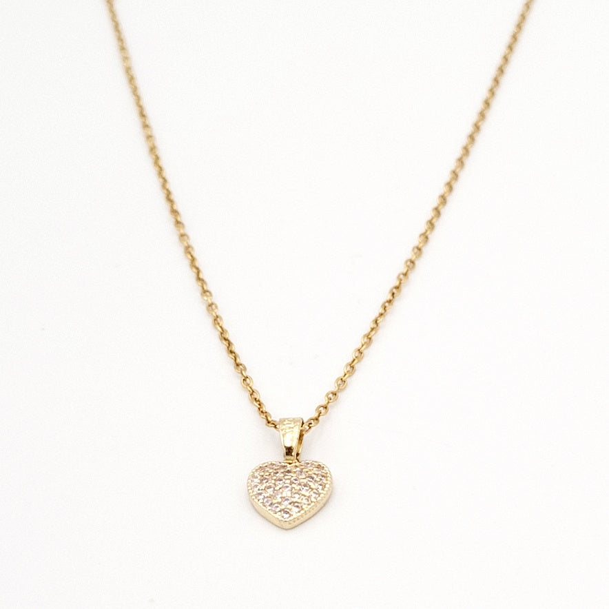 Gold Heart Diamante Necklace