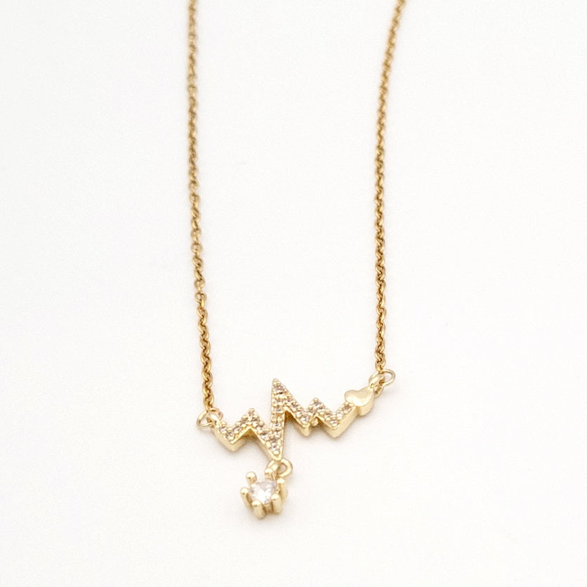 Gold Heartbeat Diamante Necklace