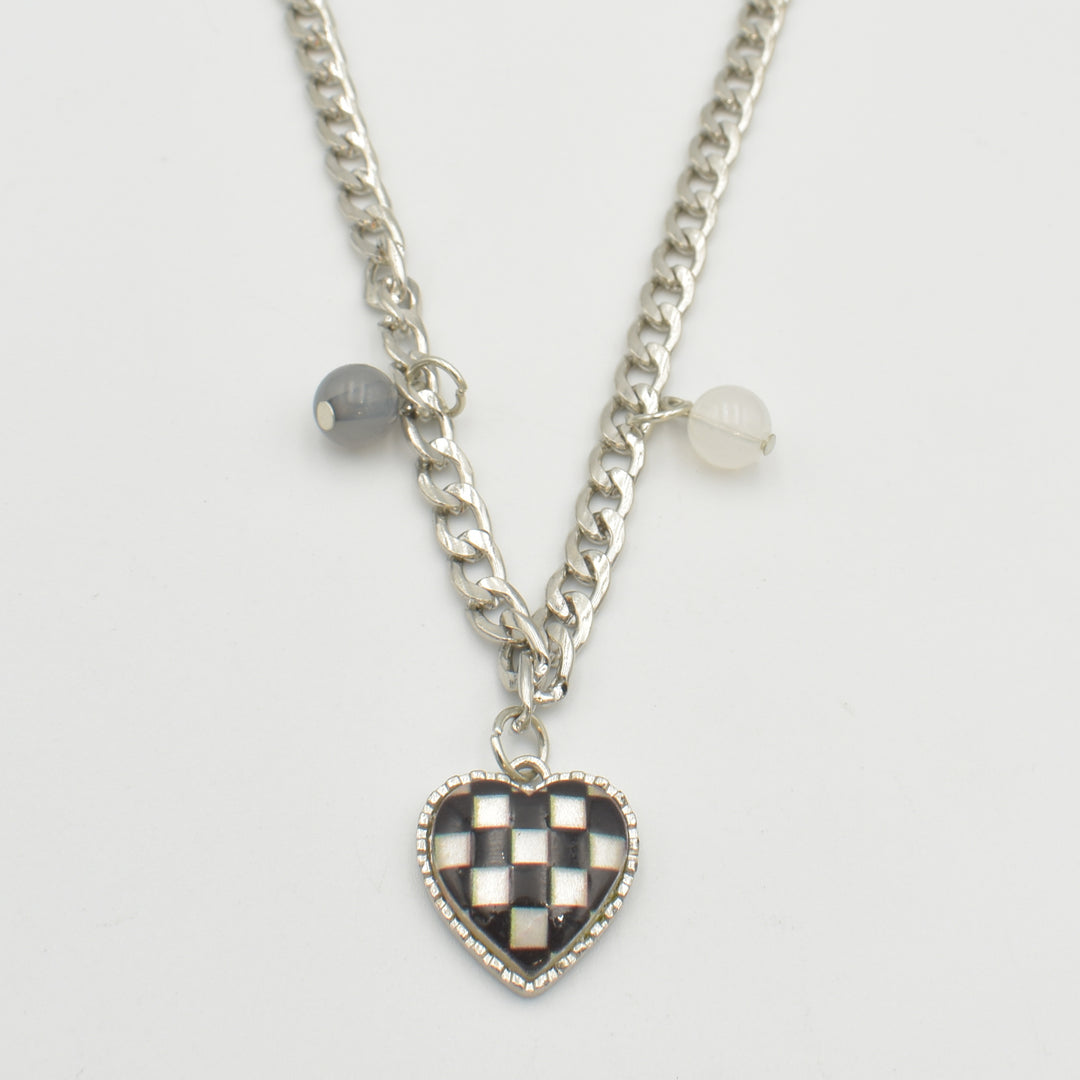 Silver Heartbeat Curb Link Necklace