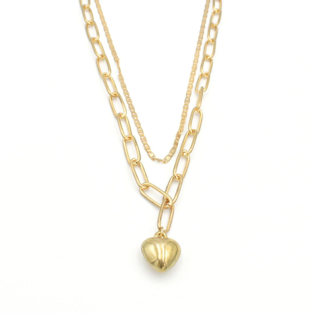 Gold Heart Paperclip Layered Necklace