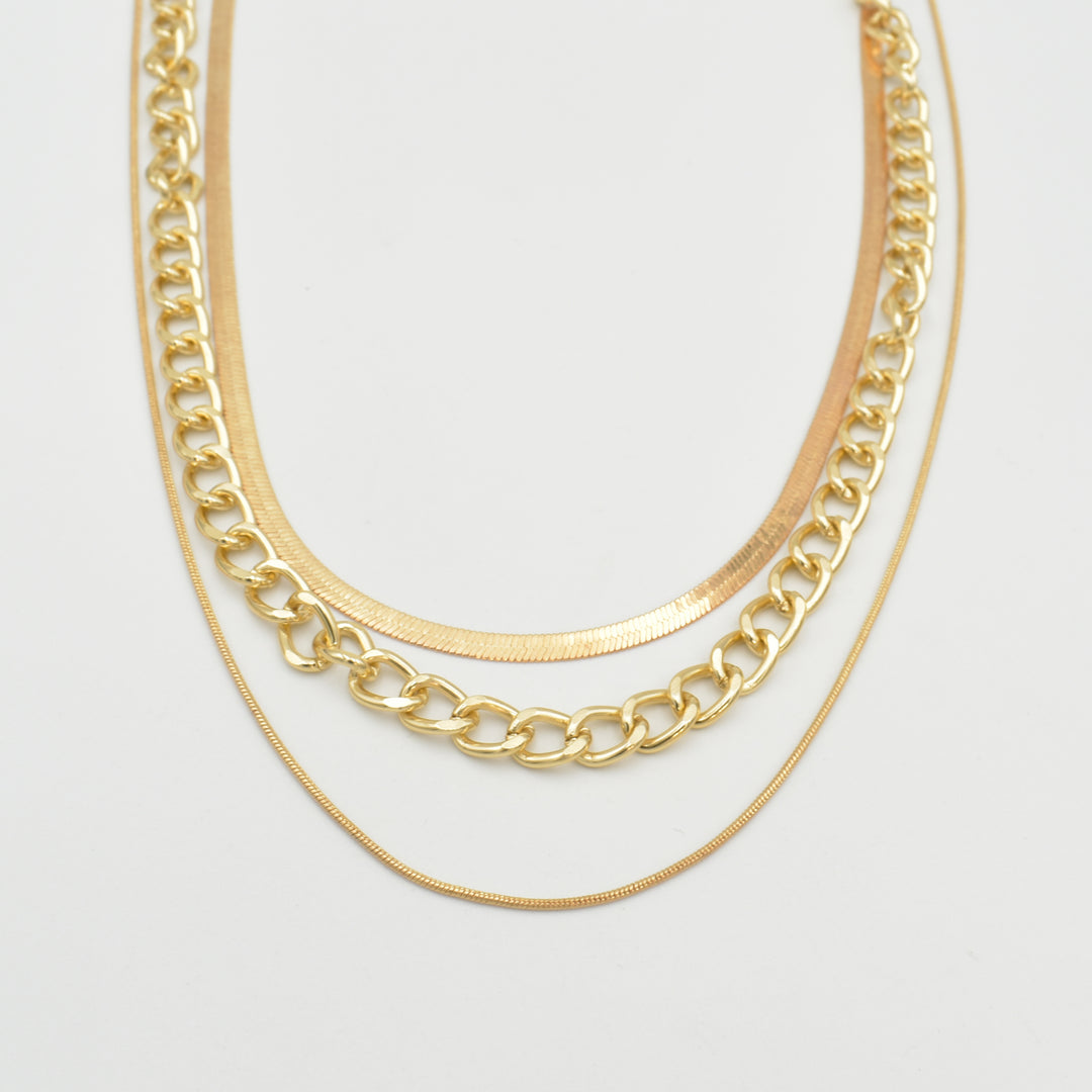 Gold Curb Chain Layered Necklace