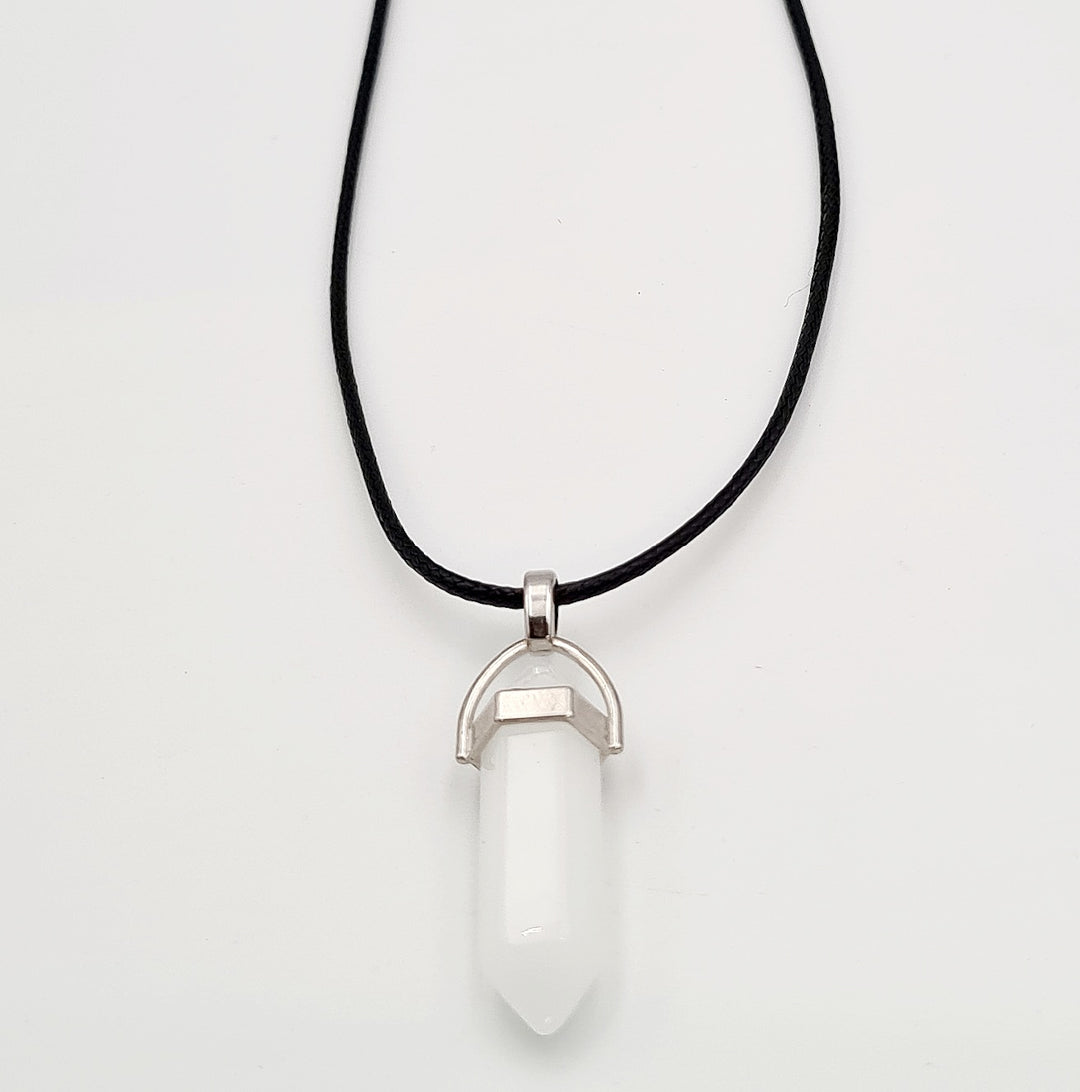 Black Rope with Clear Shard Necklace