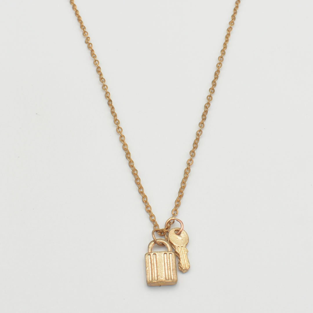 Gold Lock Dainty Necklace