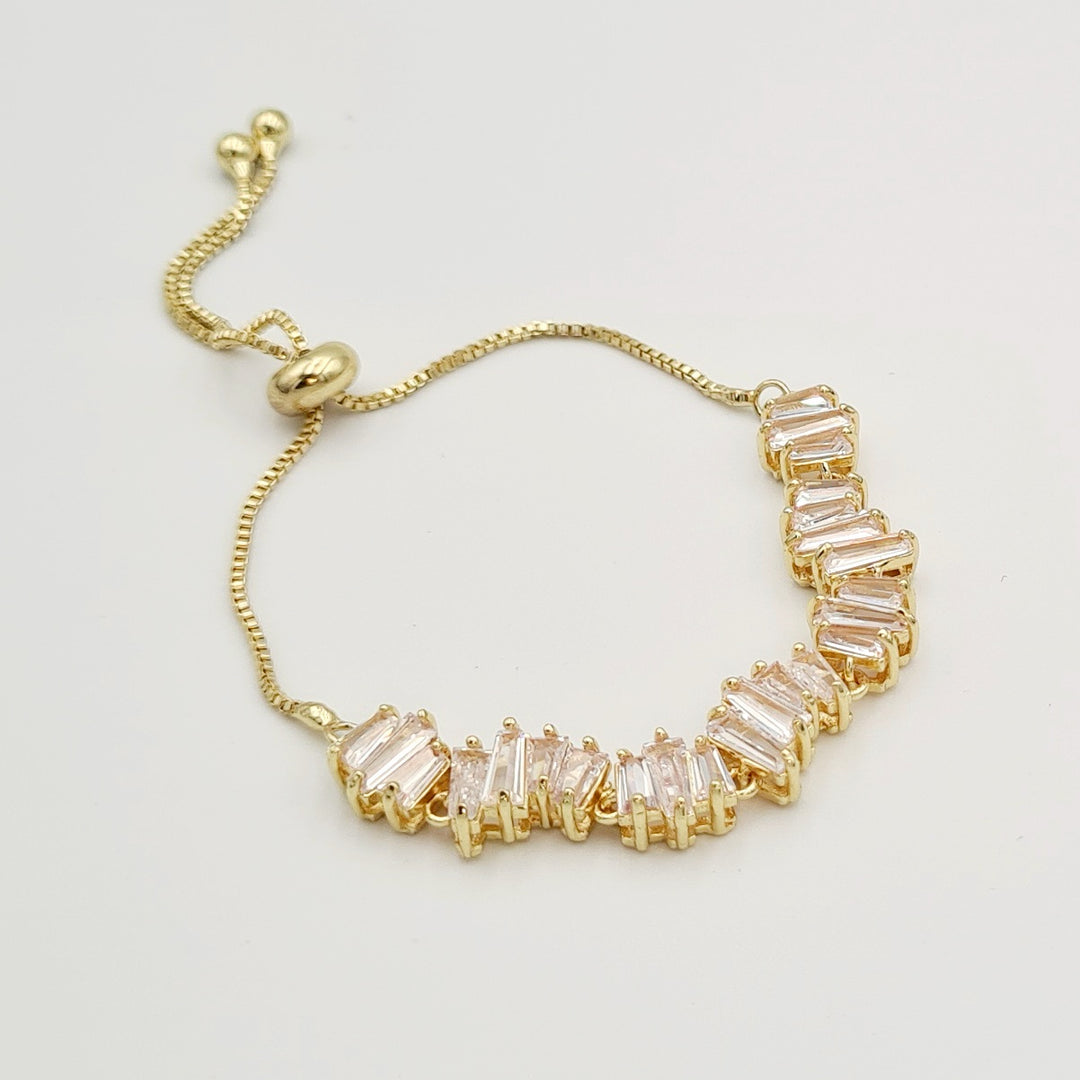 Gold Emerald Cut Diamante Adjustable Bracelet