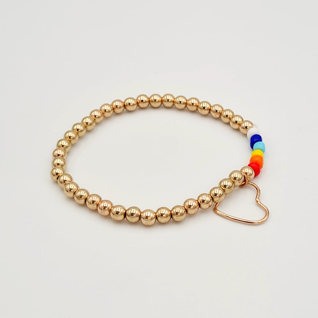 Gold Heart Small Beaded Bracelet