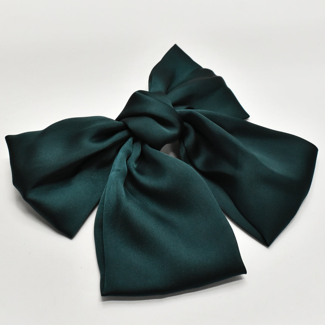 Green Fabric Bow Hair Clip