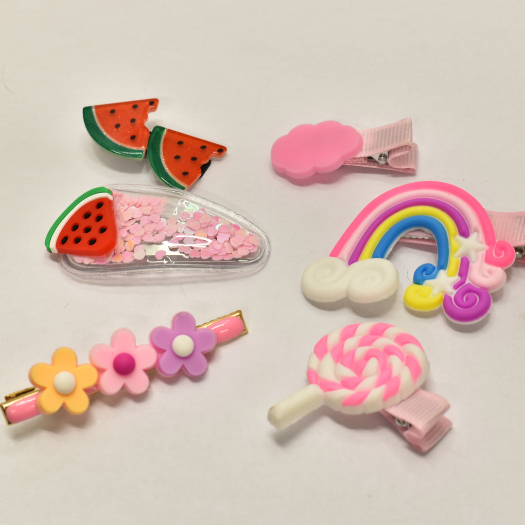 Kids Matte Pink Watermelon Hair Clips