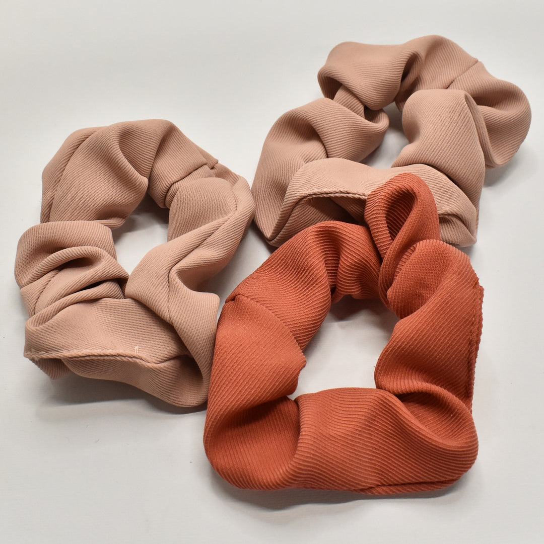 Blush Ribbed 3-Pack Scrunchies