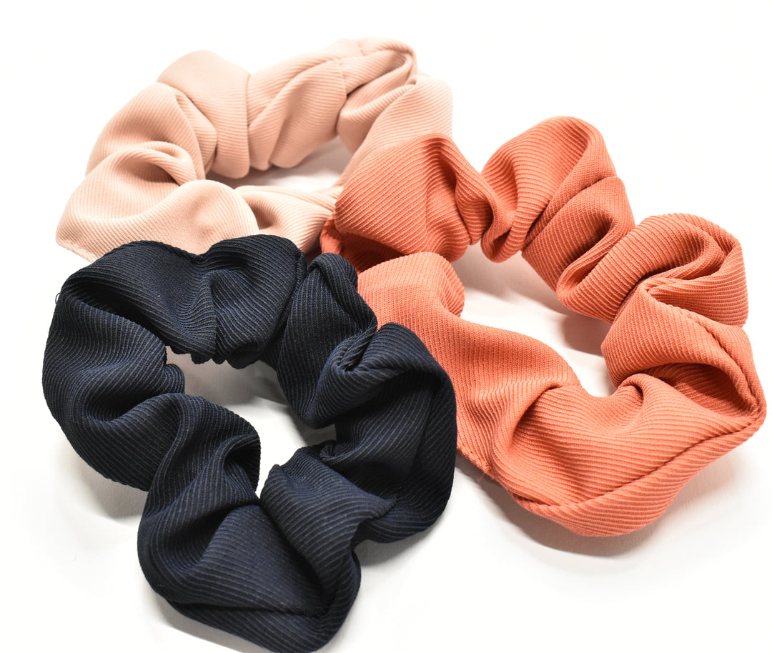 Satin Ribbed 3-Pack Scrunchies