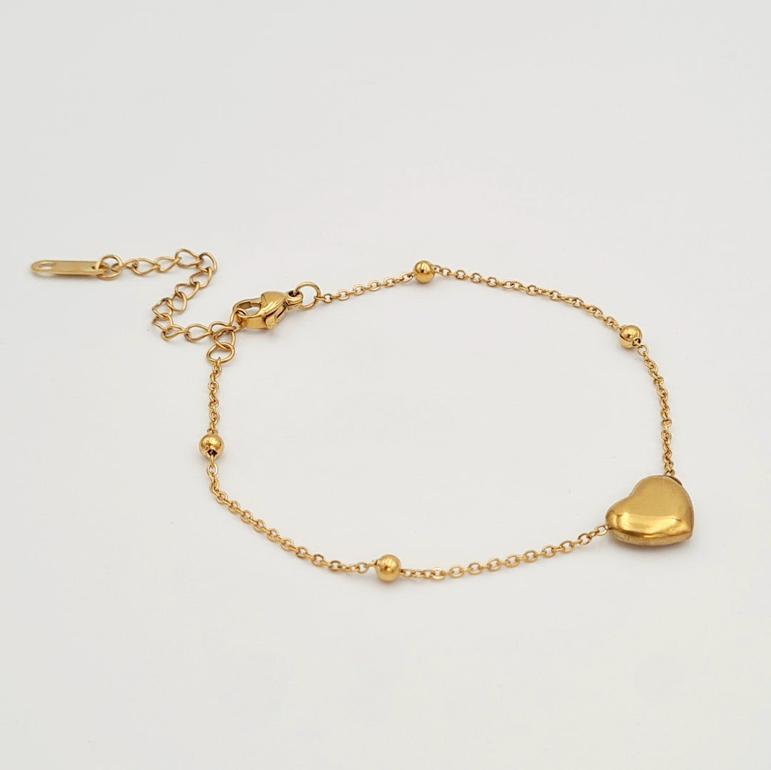 Gold Heart Ball Dainty Bracelet