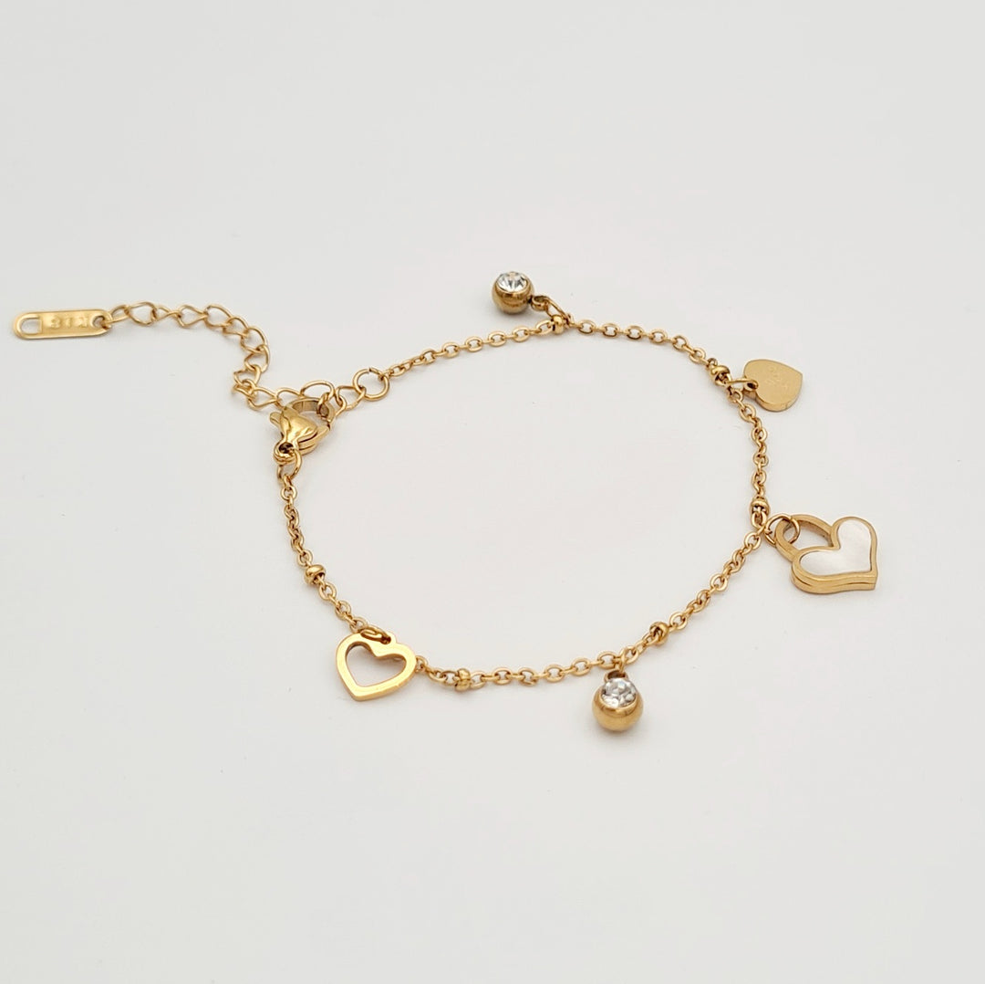 Gold Small Heart Diamante Bracelet