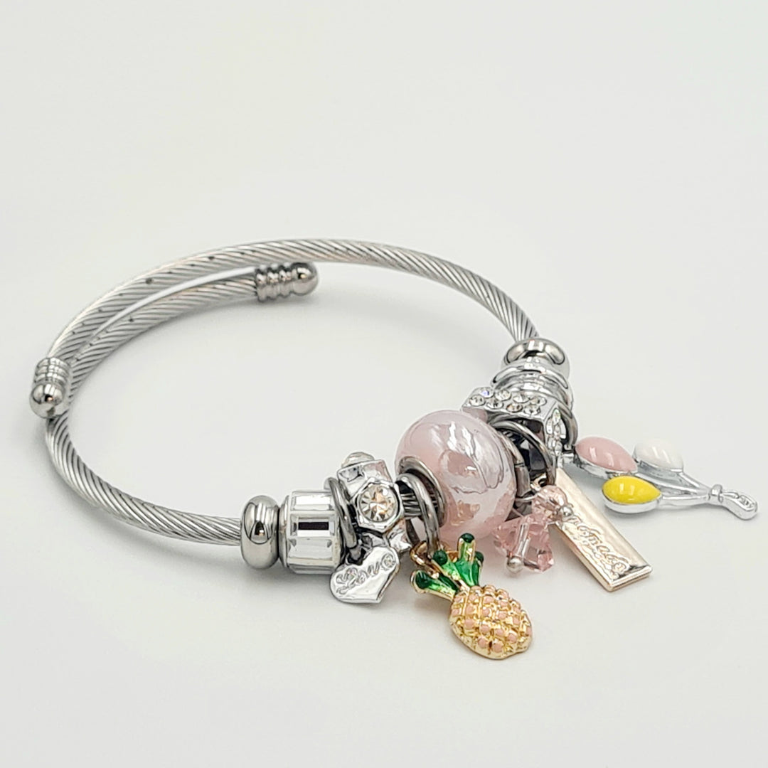 Silver Pineapple Charm Bracelet