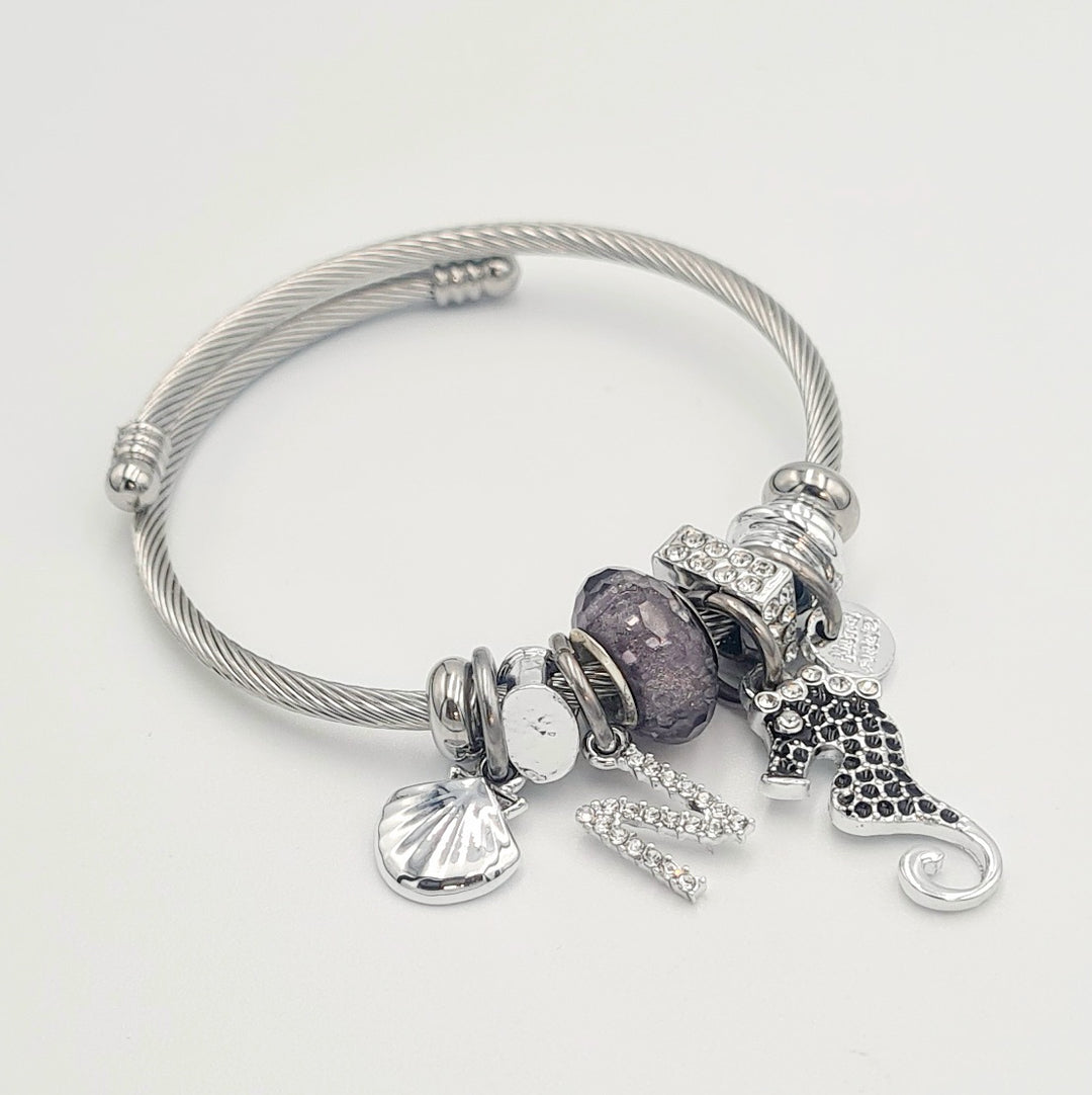 Silver Letter 'N' Charm Bracelet