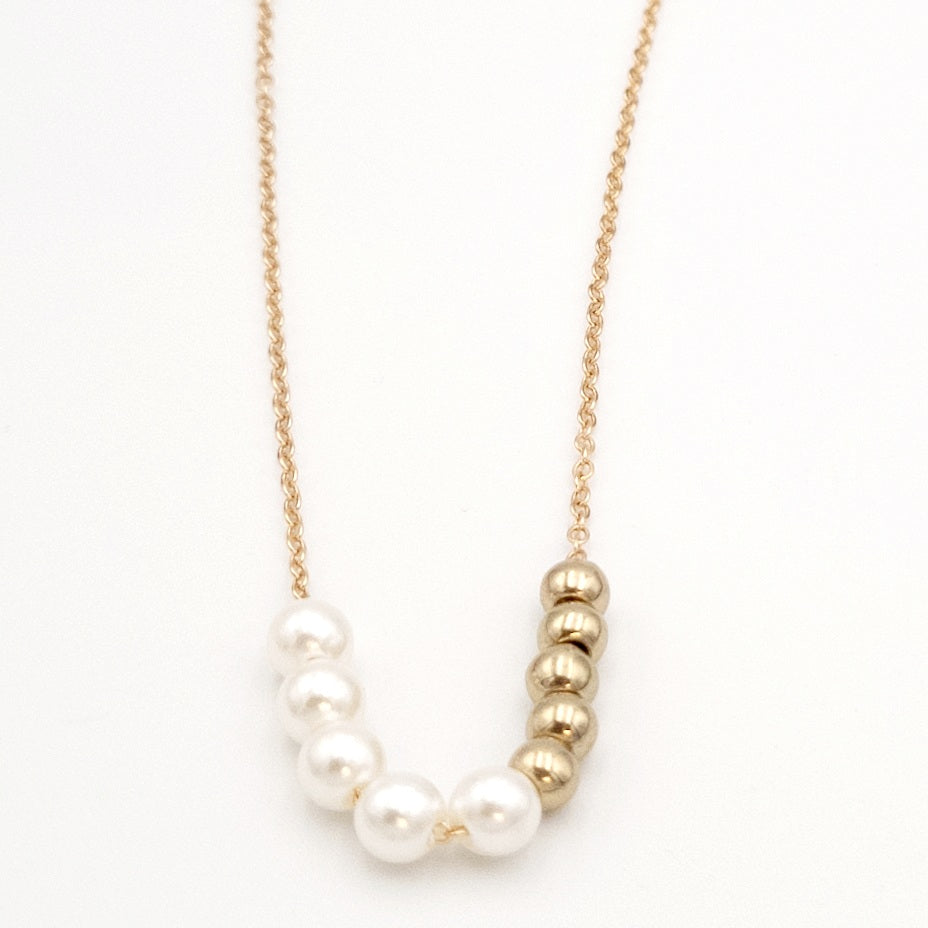 Gold Two Toned Pearl Plain Necklace