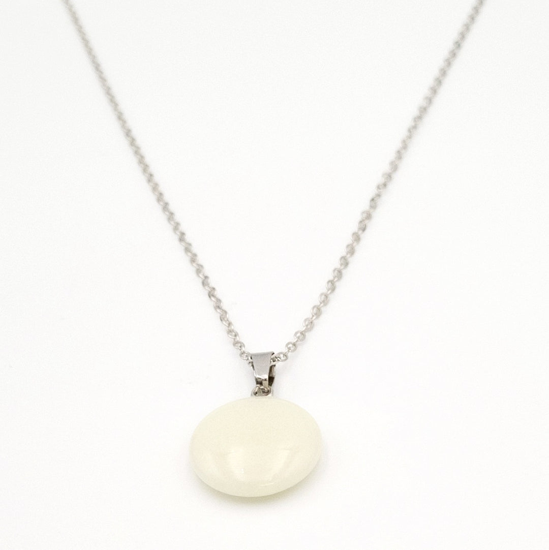 Silver Circle Glow in The Dark Necklace