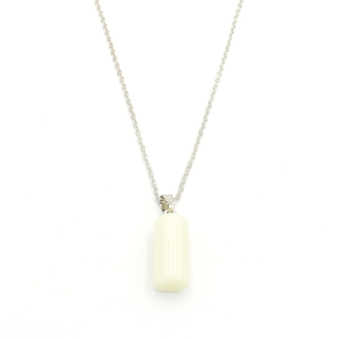 Silver Cylinder Glow in The Dark Necklace