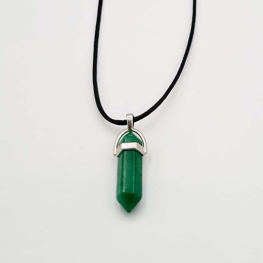 Black Rope Green Shard Necklace