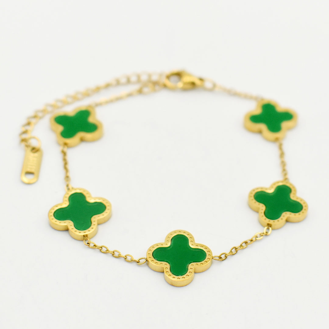 Gold and Green Clover Bracelet