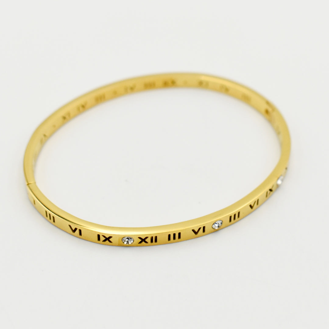 Gold Roman Numeral Cubic Bangle