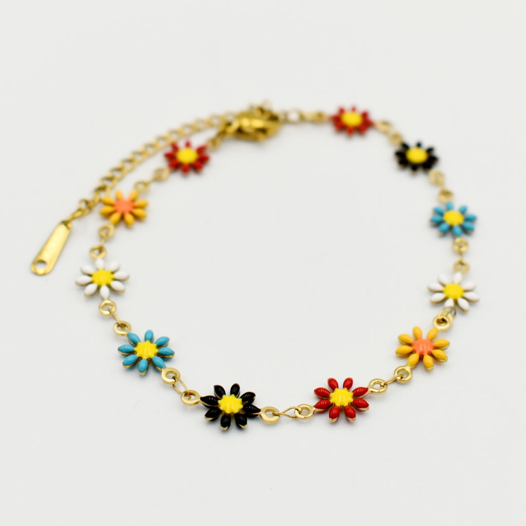 Multicoloured Flower Dainty Bracelet