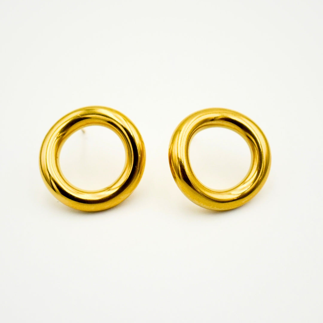 Gold Toned Smooth Circle Earrings