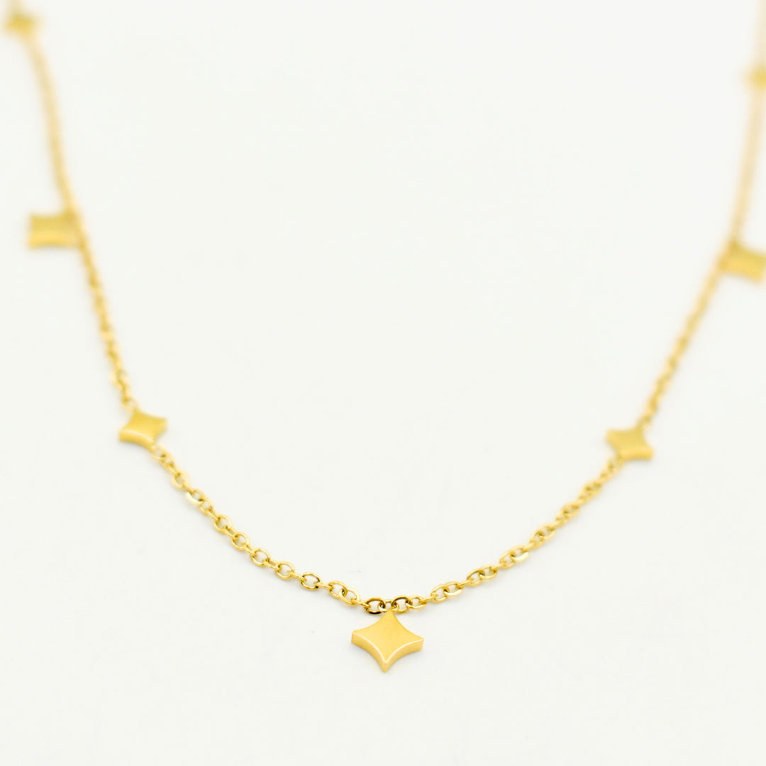 Gold Toned Star Satellite Necklace 11106