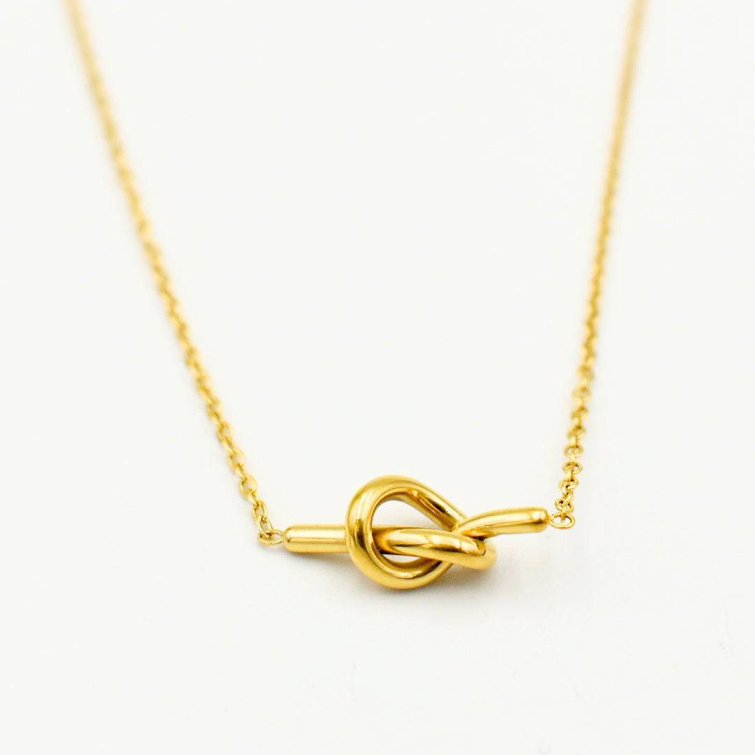 Gold Toned Twisted Knot Necklace