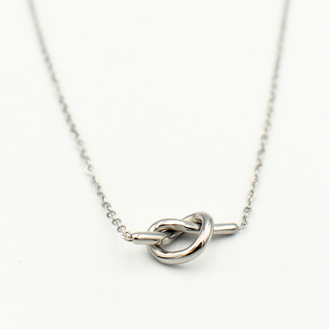 Rhodium Plated Twisted Circle Necklace 11108