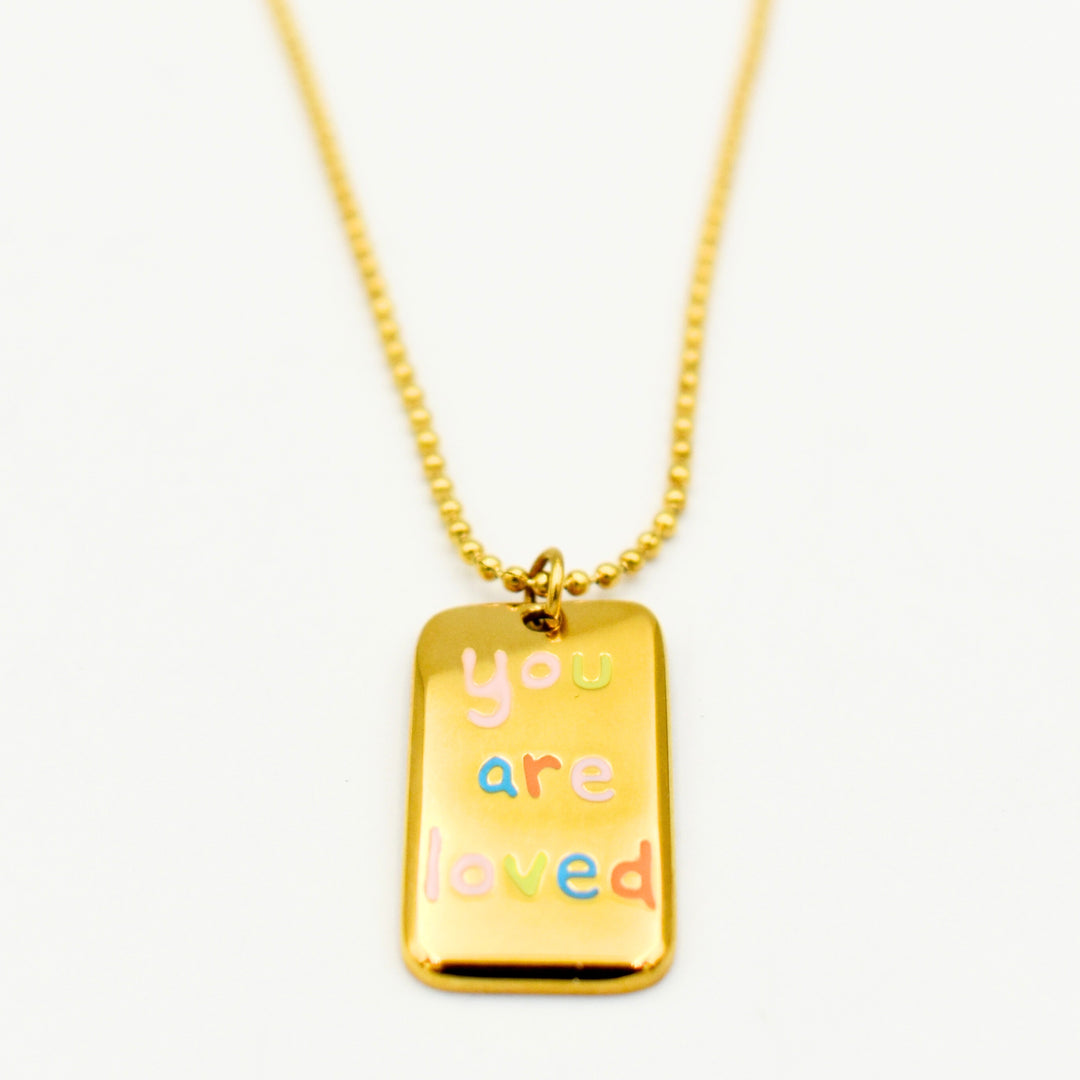 Gold Toned You Are Loved Pendant 11114