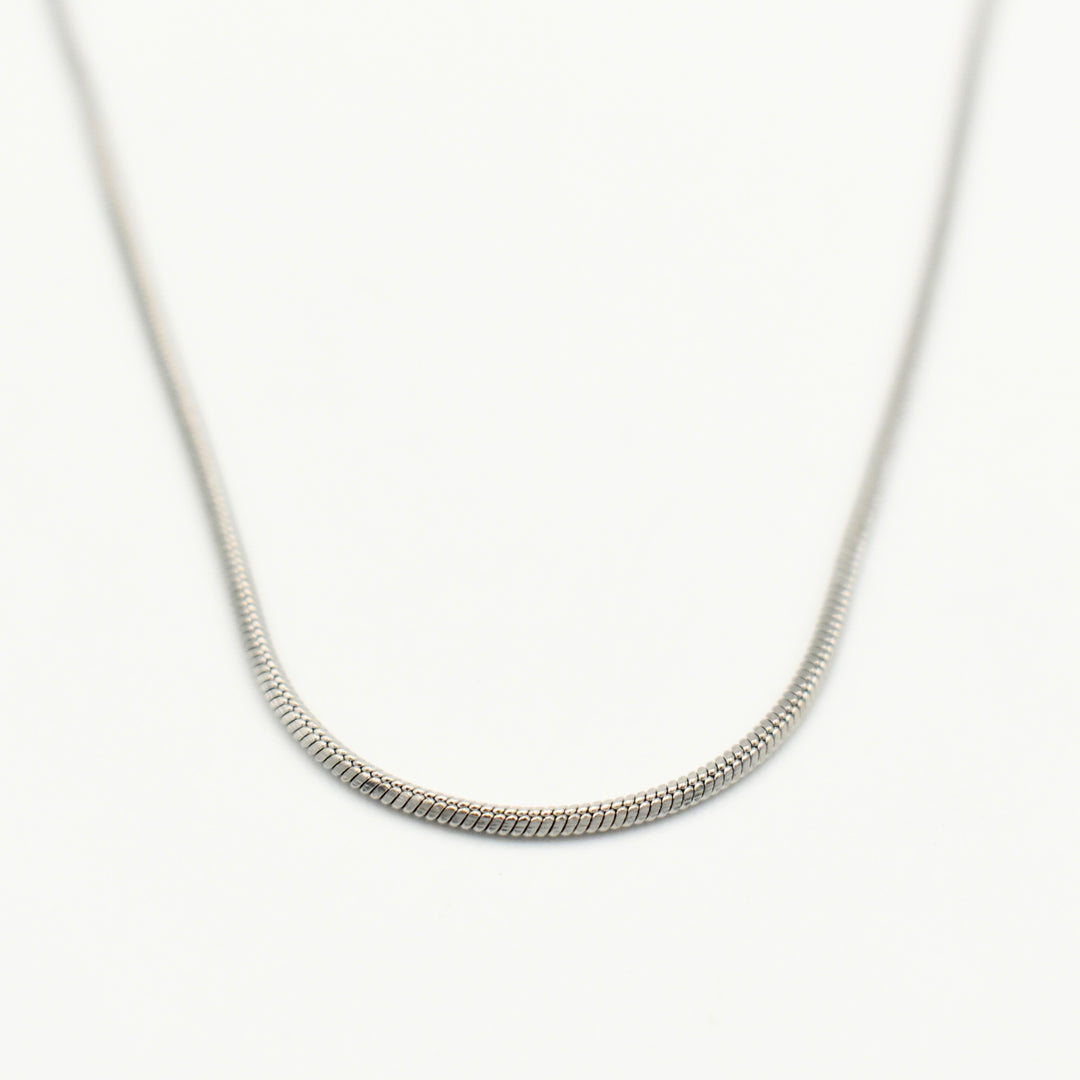 Rhodium Plated Square Snake Necklace 11115
