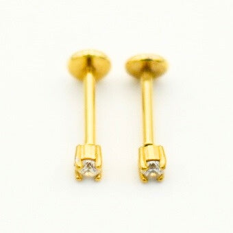 Gold Toned Zirconia 2mm Stud Earrings 11143