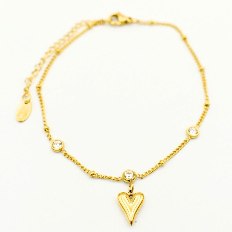 Gold Toned Heart CZ Crystal Bracelet 11129
