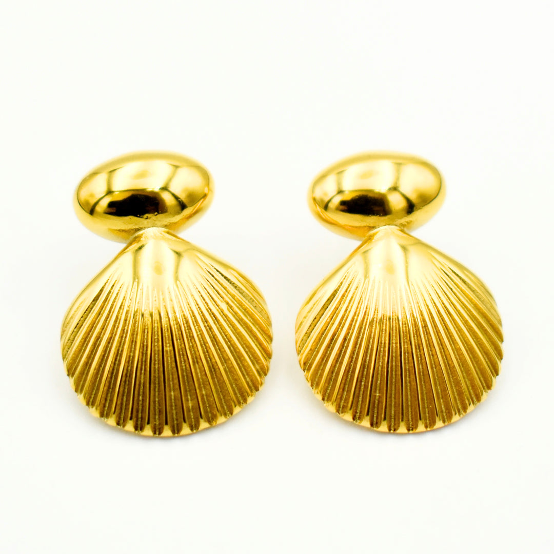 Gold Toned Shell Joint Stud Earrings 11139