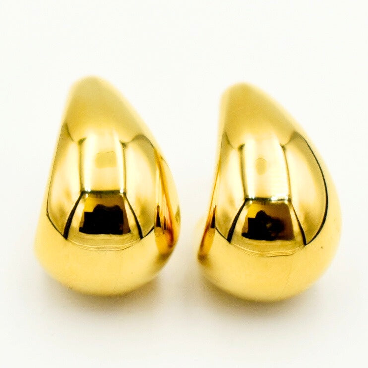 Gold Toned Hallow Waterdrop Earrings 11142