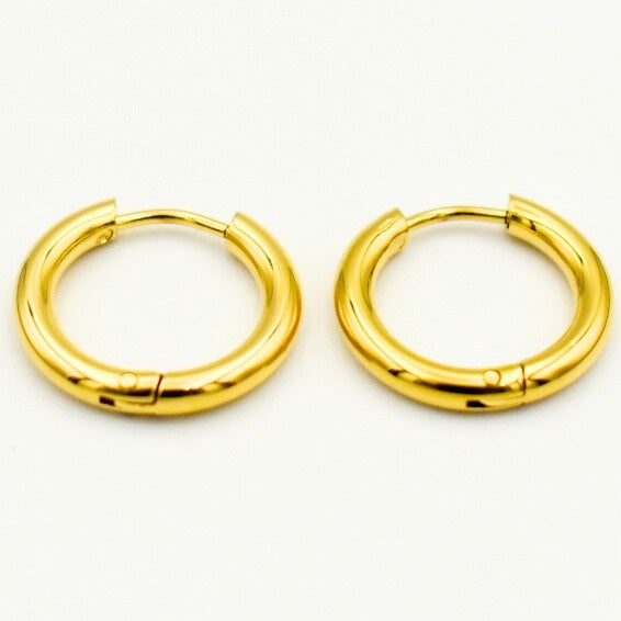 Gold Toned Huggie Hoop 17mm Eariings 11145
