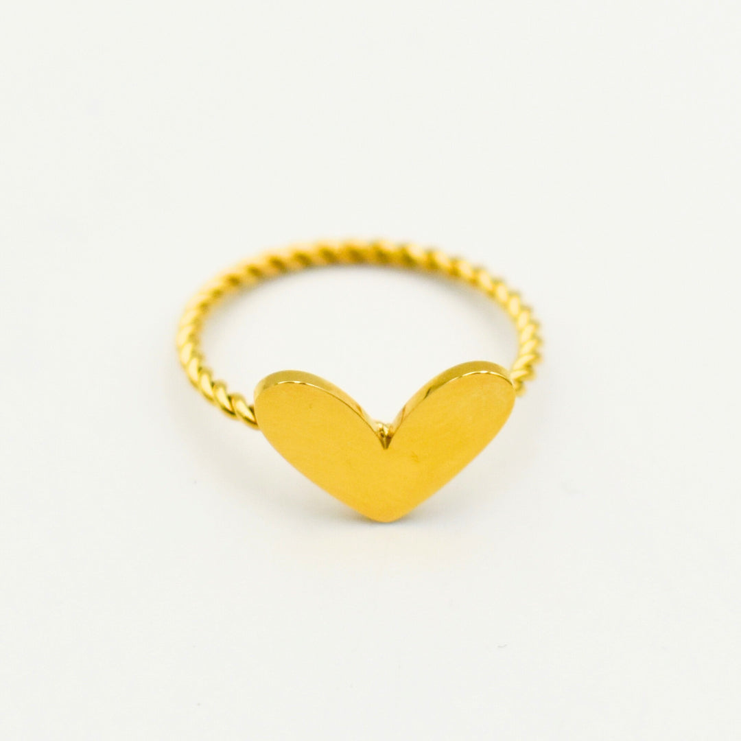 Gold Toned Rope Dainty Heart Ring 11147