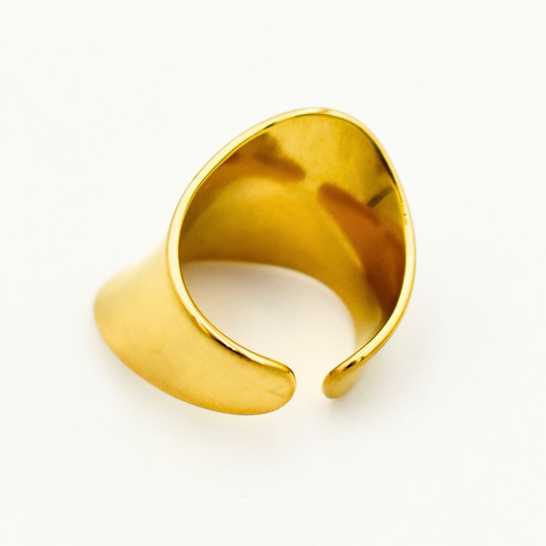 Gold Toned Brushed Cambered Open Ring