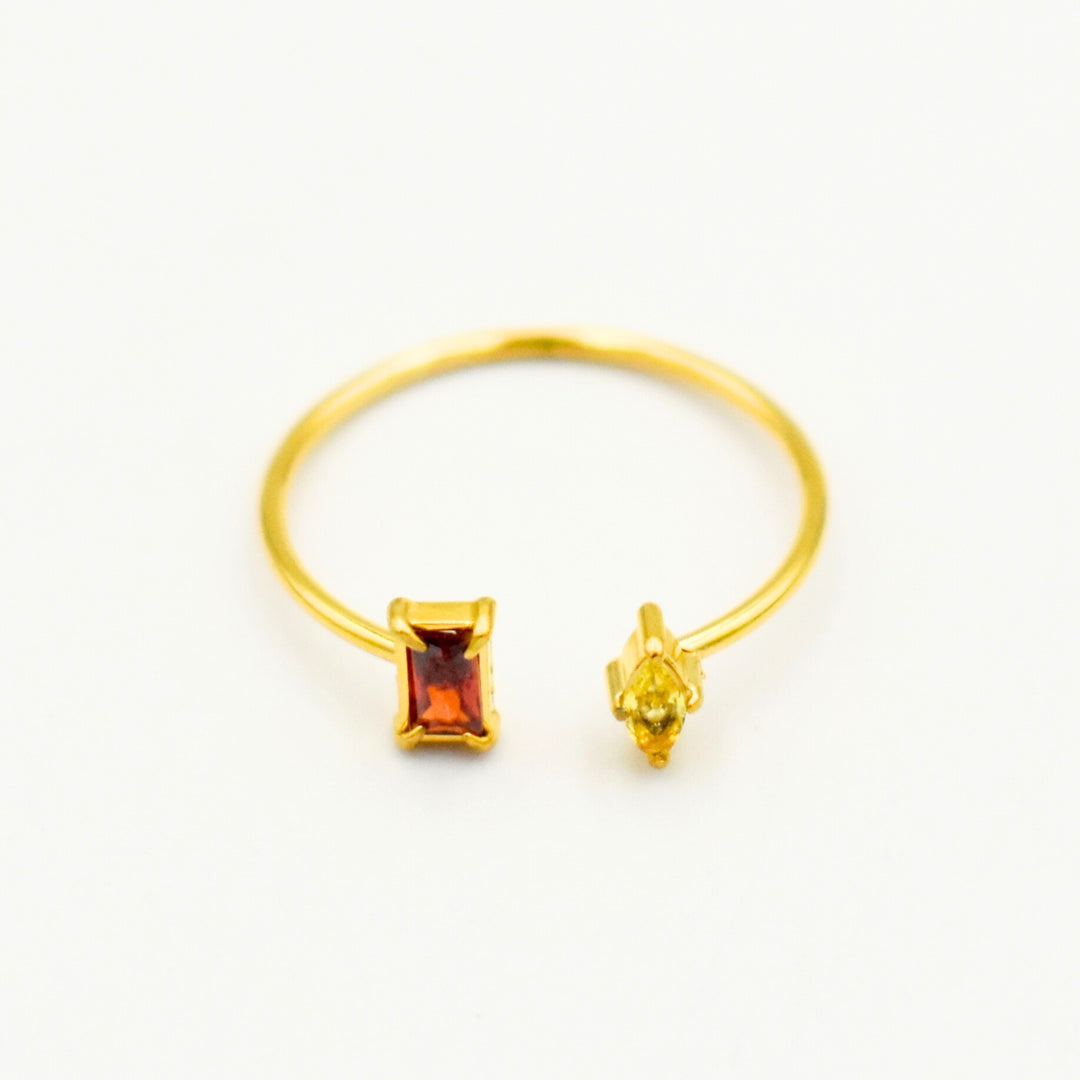 Gold Toned Colourful Zirconia Rings 11152