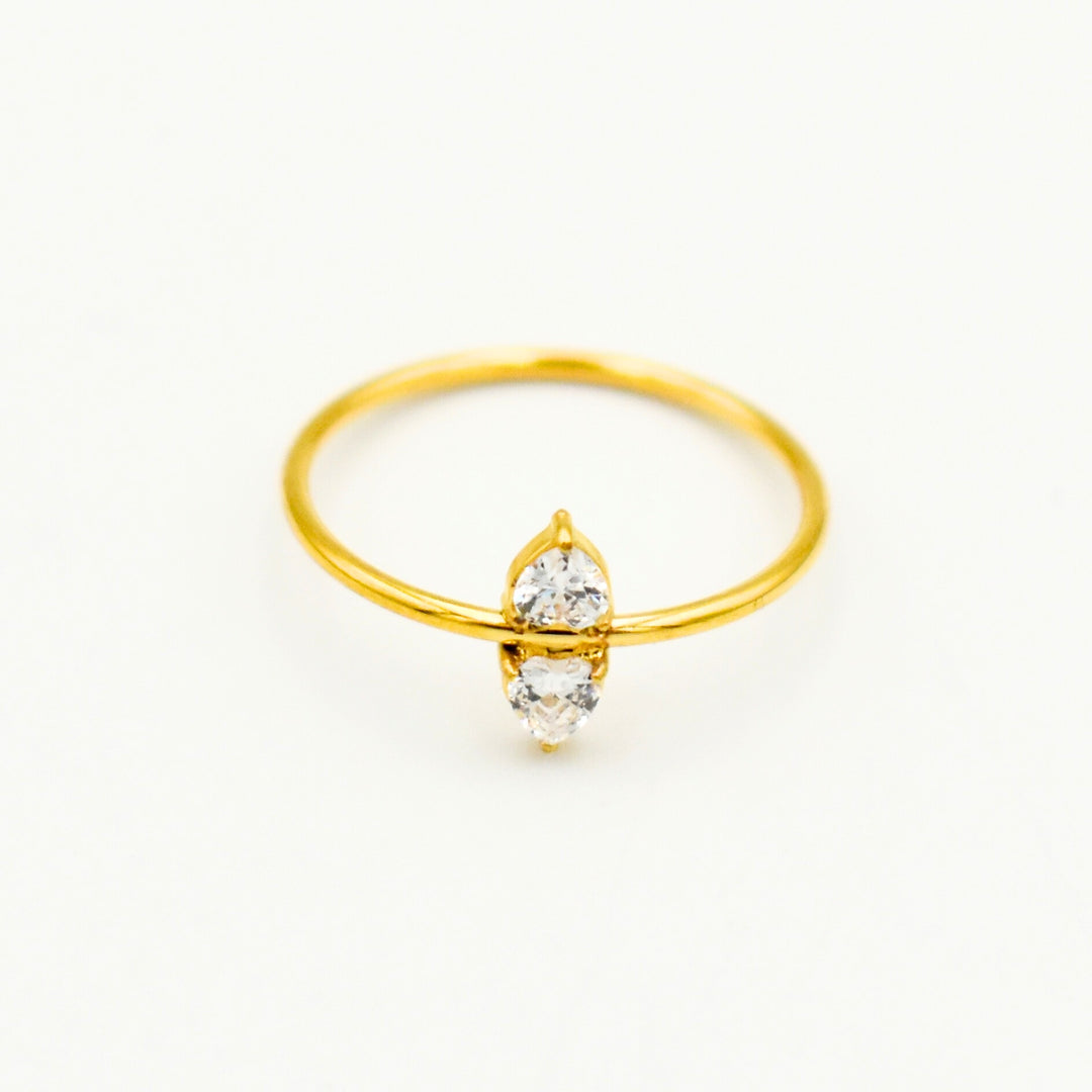 Gold Toned Zirconia Dainty Ring 11153