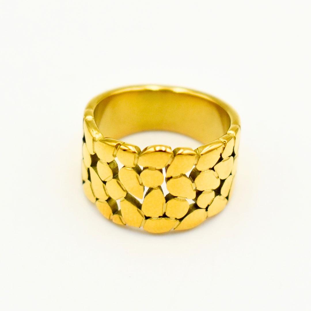 Gold Toned Hallow Leaf Band Ring 11156